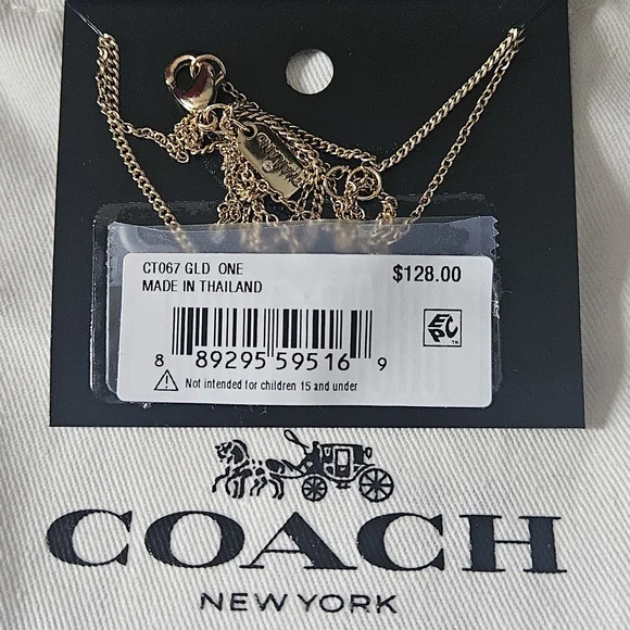 Coach Gold-Tone Interlocking Necklace NWT Dust Bag Included - Picture 5 of 6